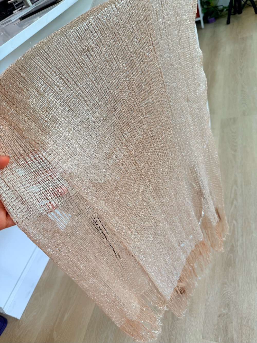 Lightweight Shimmery Beige Scarf - Metallic Sheen